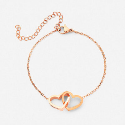 Personalised Double Hearts Bracelet