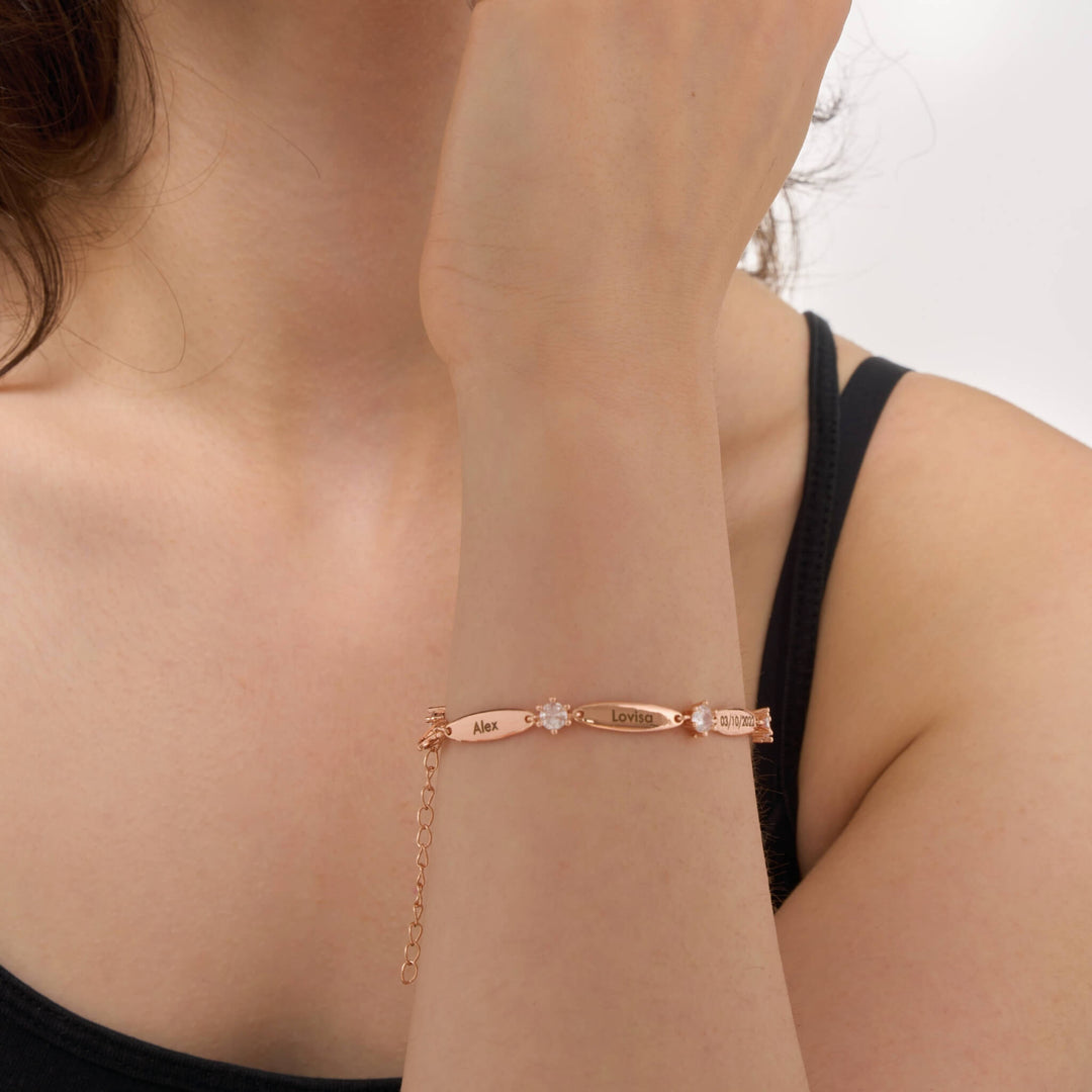 Personalised Bars Crystal Bracelet
