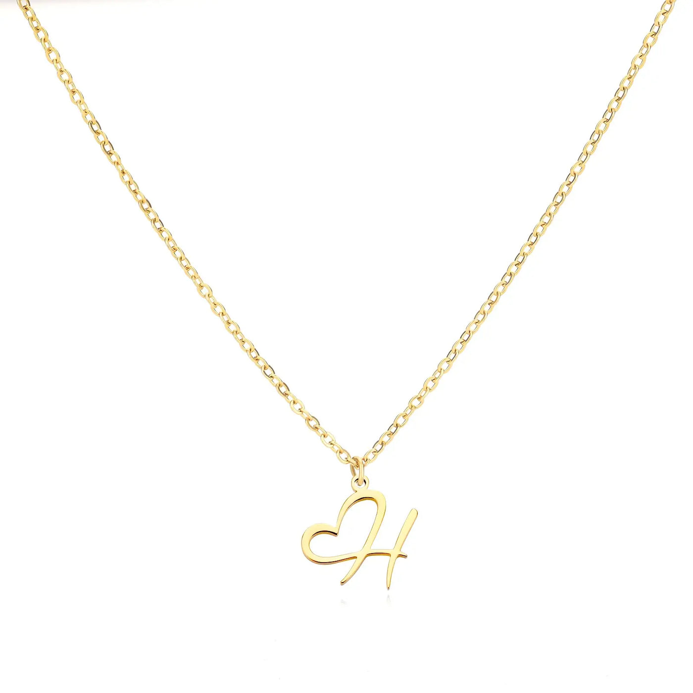 Cursive Letter Necklace Heart