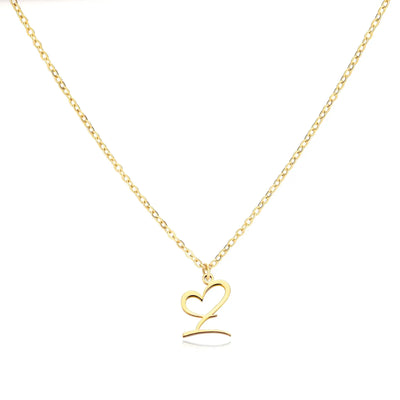 Cursive Letter Necklace Heart