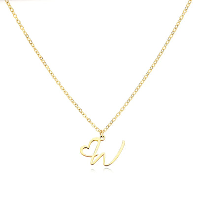 Cursive Letter Necklace Heart